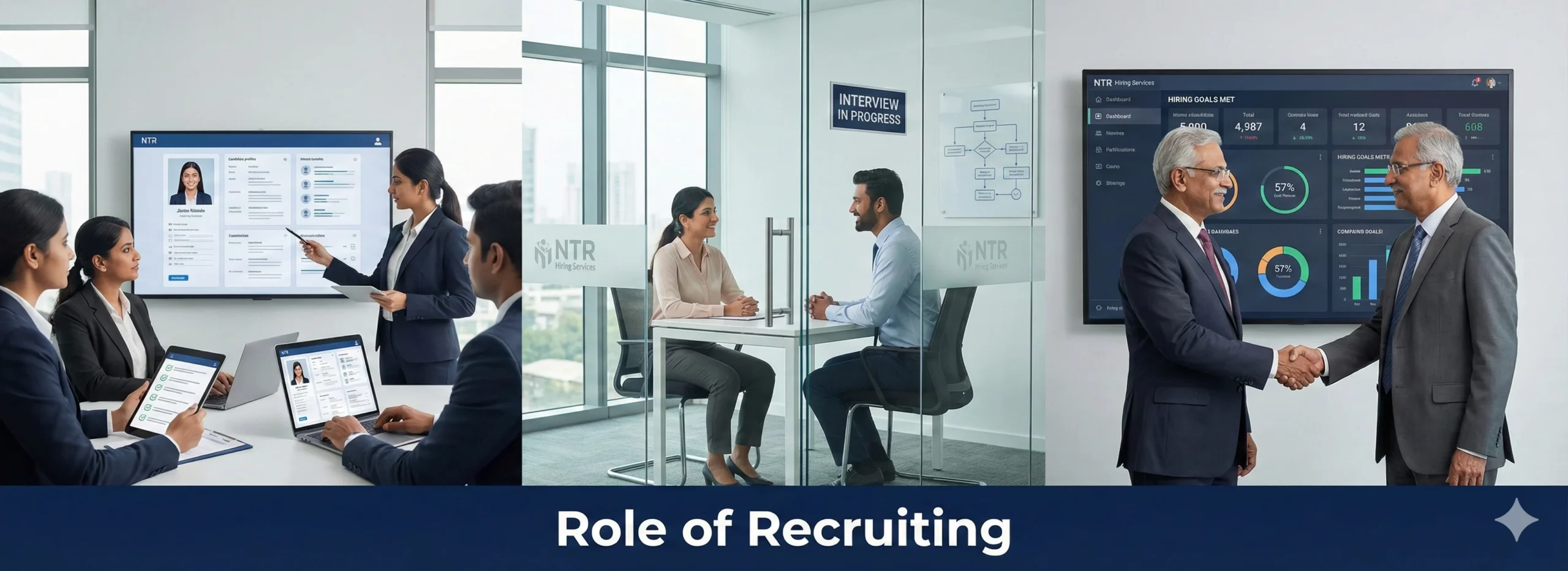 Indian HR professionals explaining the role of recruiting in the hiring process using structured evaluation.