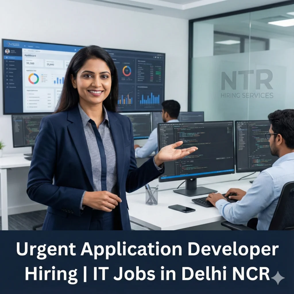 Professional HR representing Application Developer job hiring in Delhi NCR by NTR Hiring Services.
