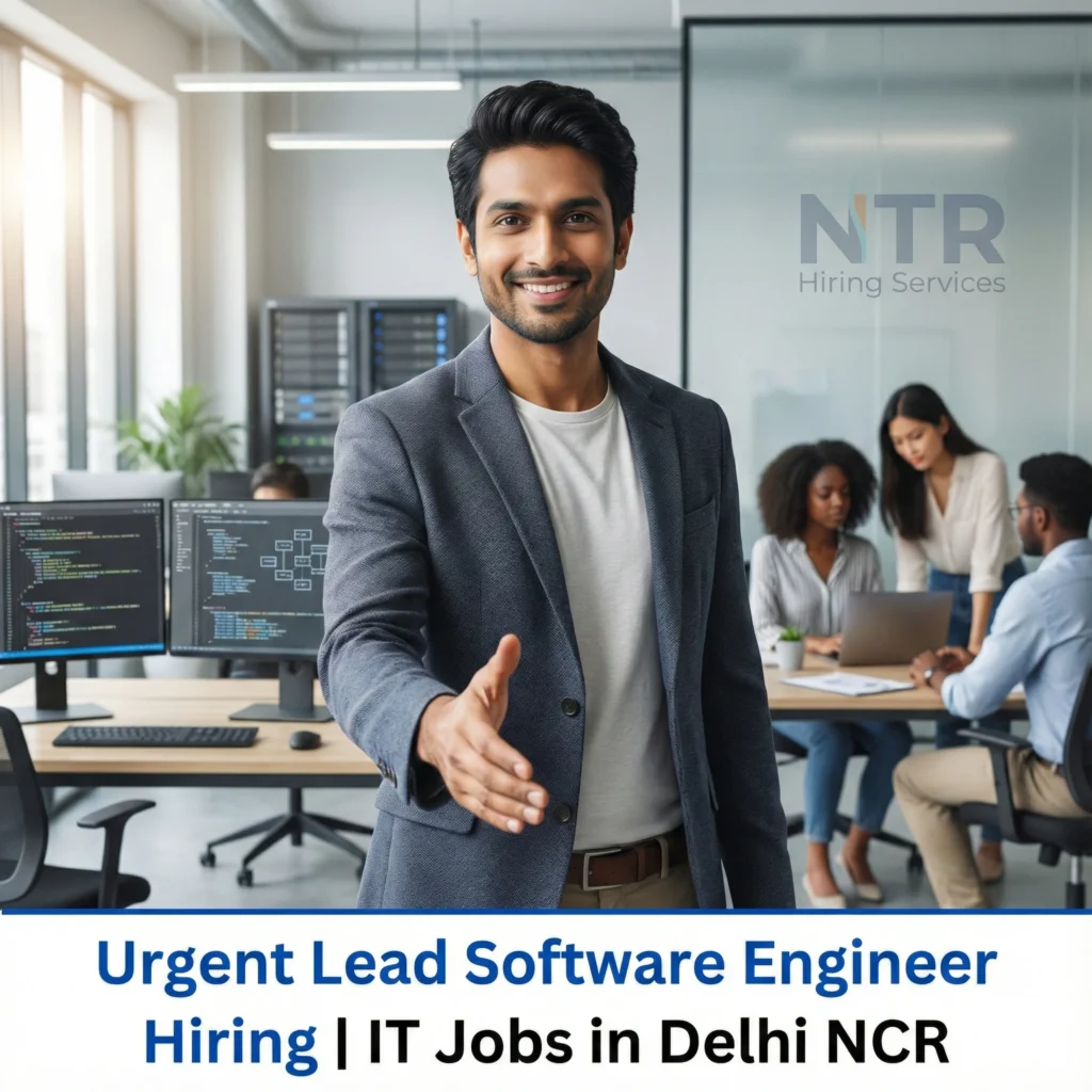 Professional HR welcoming gesture representing Lead Software Engineer job hiring in Delhi NCR by NTR Hiring Services.