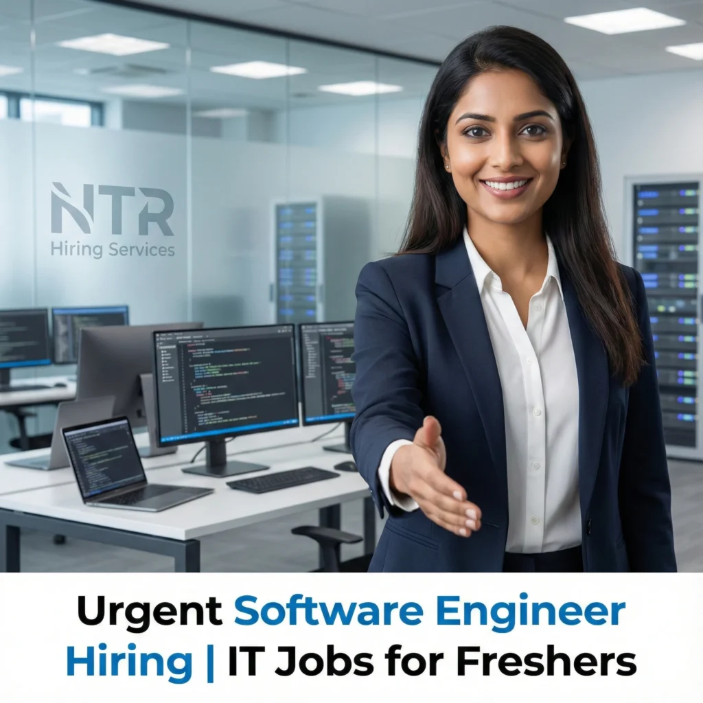 Professional HR welcoming gesture representing Software Engineer job hiring in Delhi NCR by NTR Hiring Services.