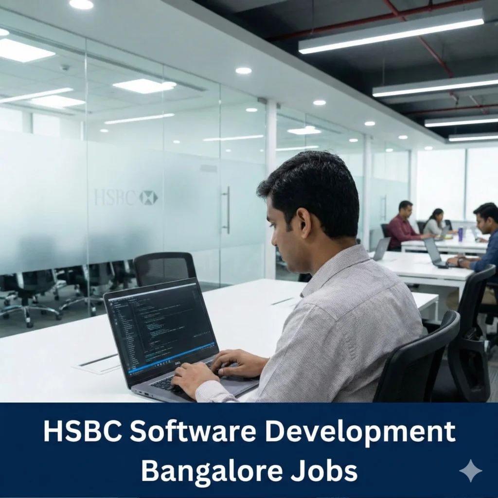 Software developer working in a corporate IT environment representing HSBC software development Bangalore jobs.