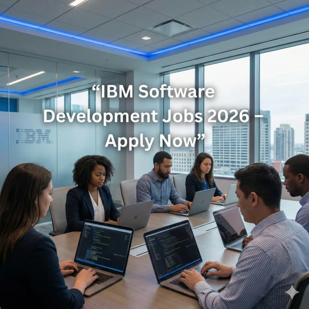 Software developers working together in a professional setting representing IBM software development job openings 2026.