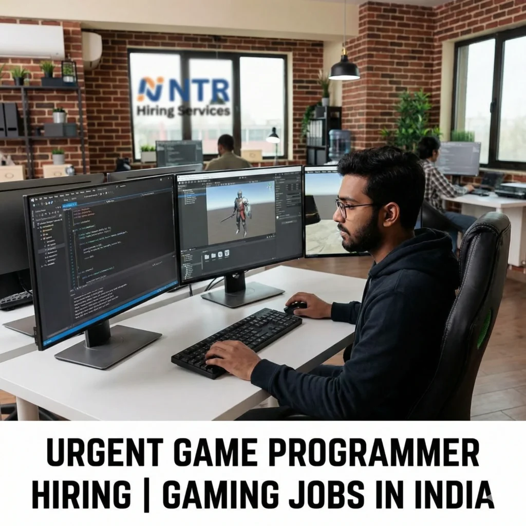 Professional game programmer working on game development projects for gaming industry jobs by NTR Hiring Services.