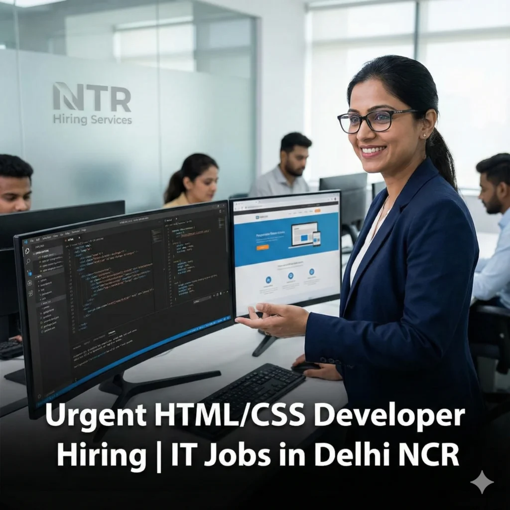 Professional HR presenting HTML/CSS Developer job hiring in Delhi NCR by NTR Hiring Services.