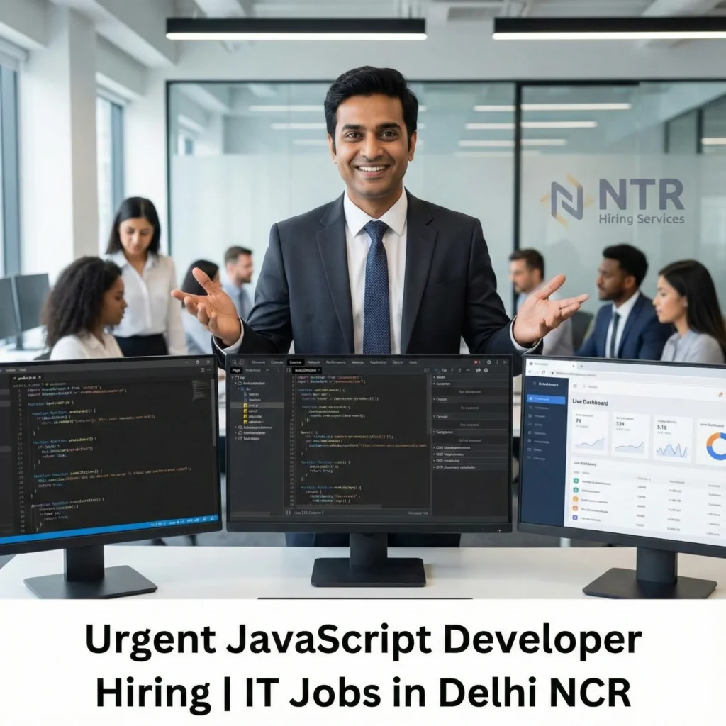 Professional HR presenting JavaScript Developer job hiring in Delhi NCR by NTR Hiring Services.