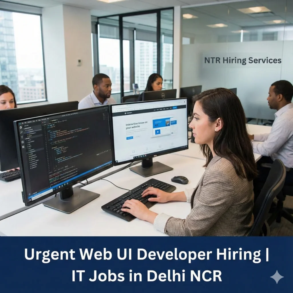 Web UI Developer job hiring in Delhi NCR showing professional building modern web interfaces at NTR Hiring Services.