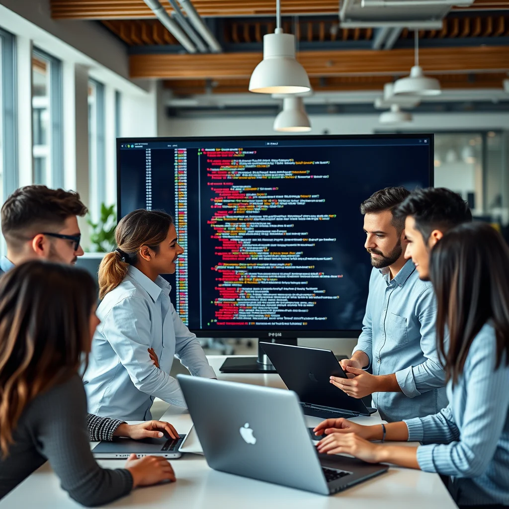 Diverse team collaborating to hire angularjs developer