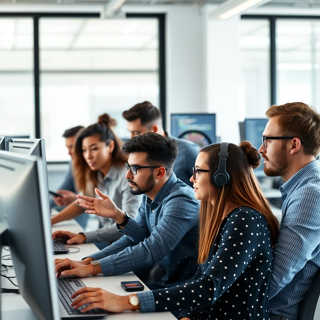 Team of professional engineers collaborating to hire Python developers